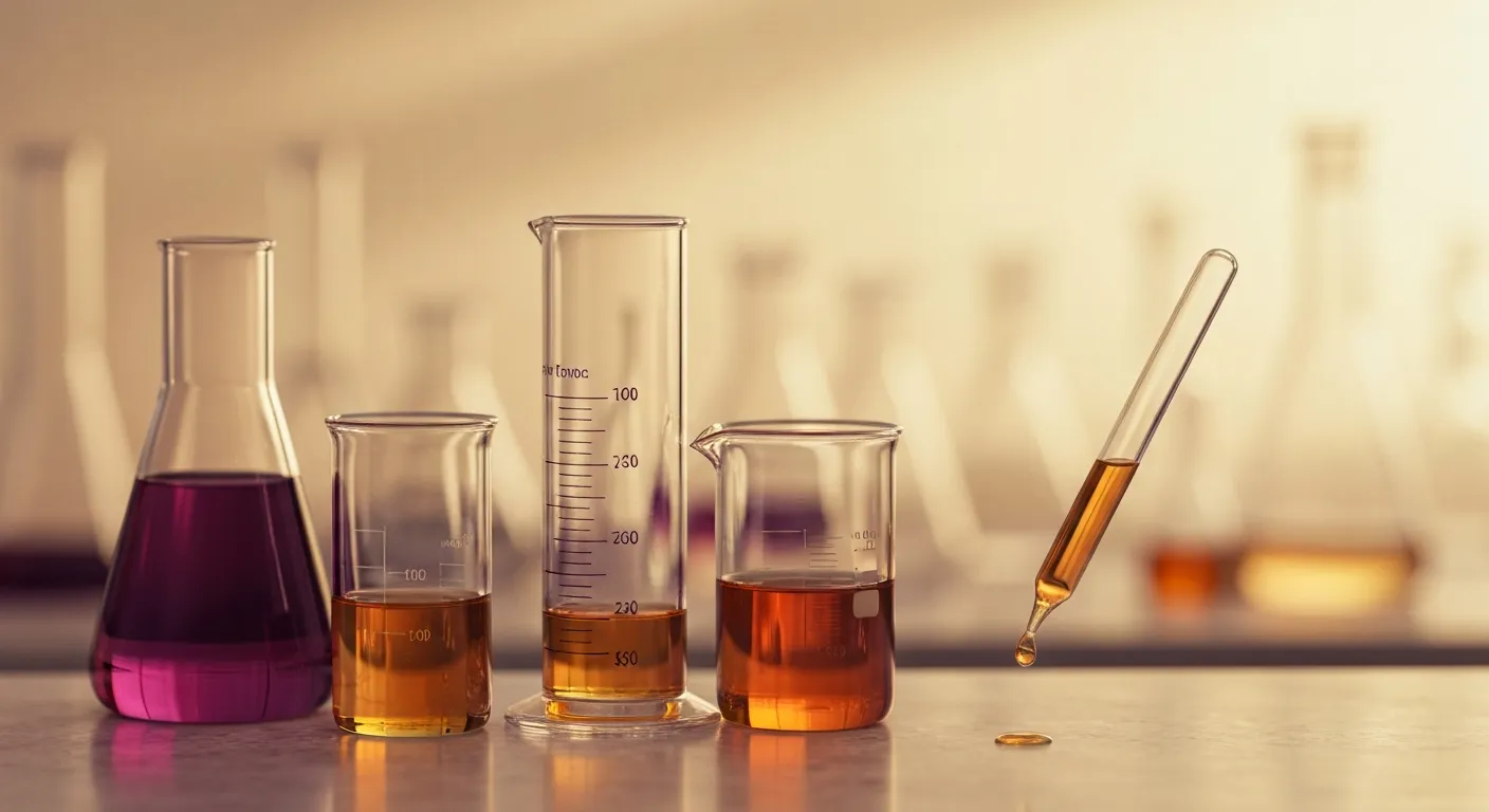 Laboratory glassware holding tinted hair-care formulations